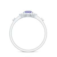 Minimal Tanzanite Engagement Ring with Diamond Halo