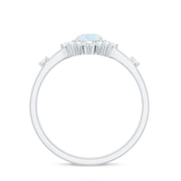 1 CT Round Moonstone and Diamond Halo Engagement Ring