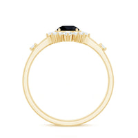 Certified Genuine 5mm Black Onyx Halo Ring with Diamond