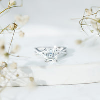 3.50 CT Asscher Cut Zircon Solitaire Engagement Ring in Infinity Shank