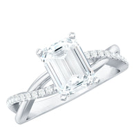 Emerald Cut Zircon Solitaire Ring in Infinity Shank