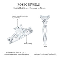 Emerald Cut Zircon Solitaire Ring in Infinity Shank
