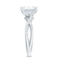 Emerald Cut Zircon Solitaire Ring in Infinity Shank