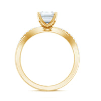 Emerald Cut Zircon Solitaire Ring in Infinity Shank
