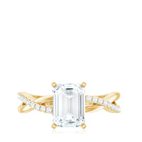 Emerald Cut Zircon Solitaire Ring in Infinity Shank