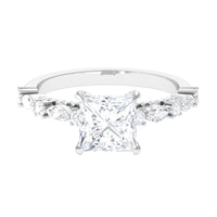 3 Carat Princess Cut Cubic Zirconia Designer Engagement Ring