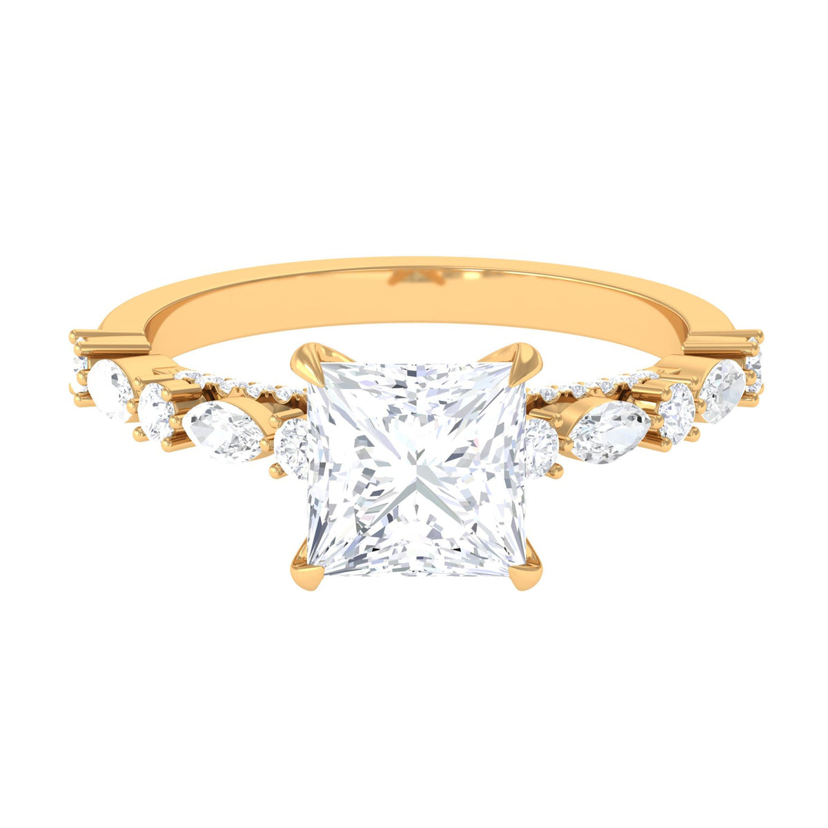 3 Carat Princess Cut Cubic Zirconia Designer Engagement Ring