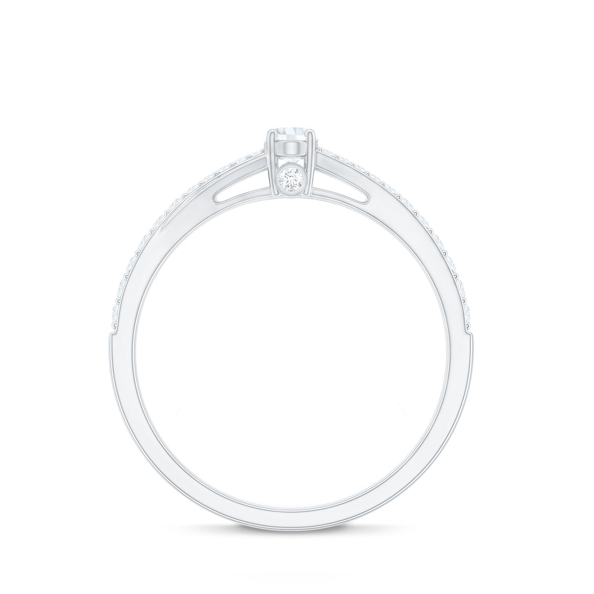 Minimal Split Shank Oval Simulated Diamond Engagement Ring