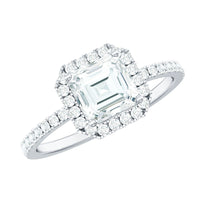 2.25 CT Asscher Cut Zircon Halo Engagement Ring in Gold