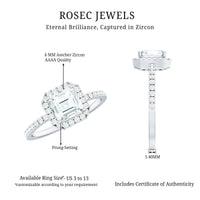 2.25 CT Asscher Cut Zircon Halo Engagement Ring in Gold