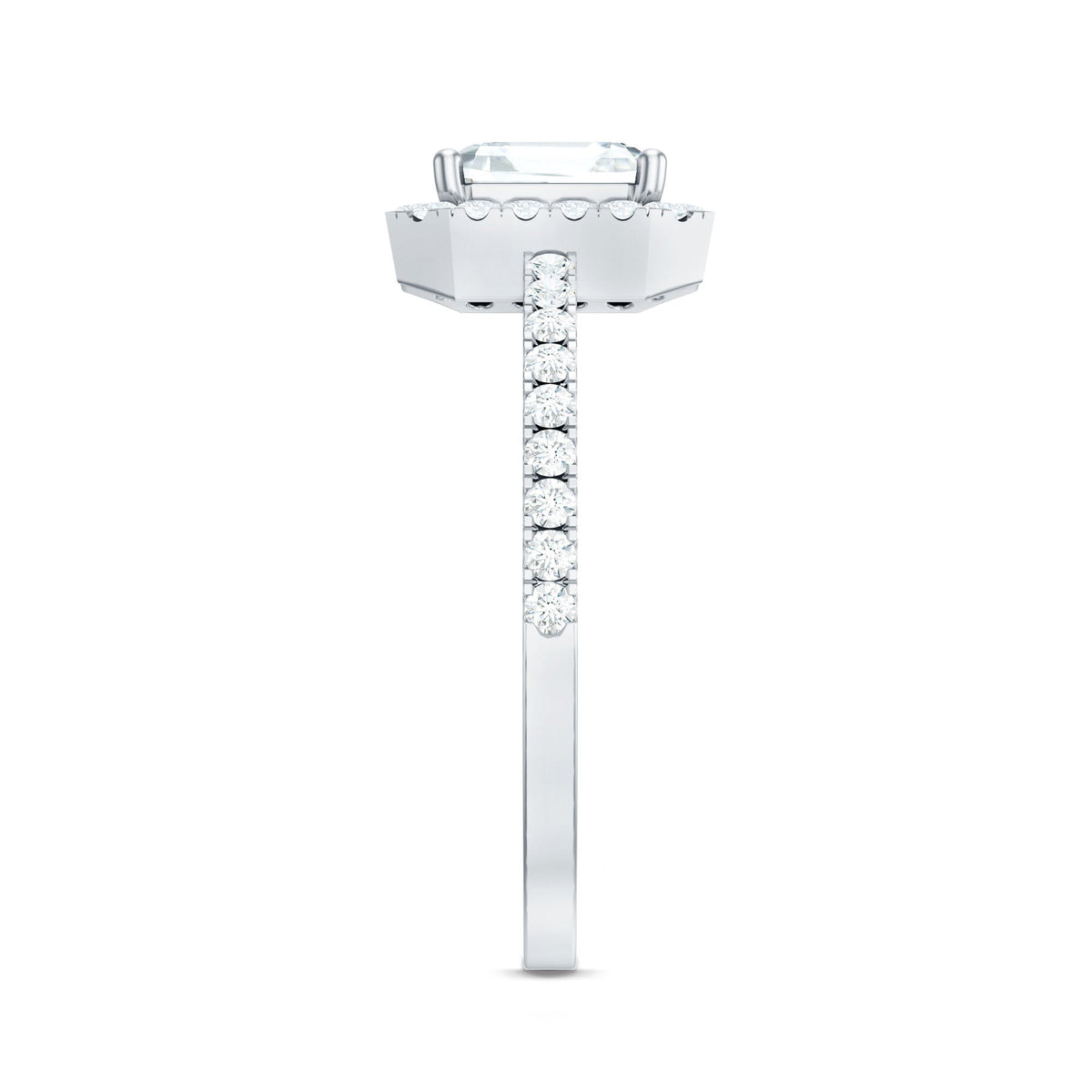 2.25 CT Asscher Cut Zircon Halo Engagement Ring in Gold