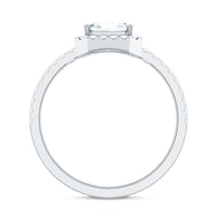 2.25 CT Asscher Cut Zircon Halo Engagement Ring in Gold