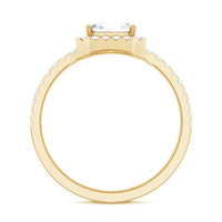 2.25 CT Asscher Cut Zircon Halo Engagement Ring in Gold