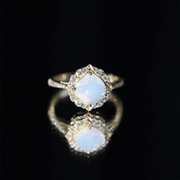Certified 1.8 Carat Opalescent Vintage Inspired Engagement Ring with Diamond Halo