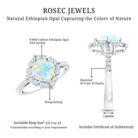 Certified 1.8 Carat Opalescent Vintage Inspired Engagement Ring with Diamond Halo