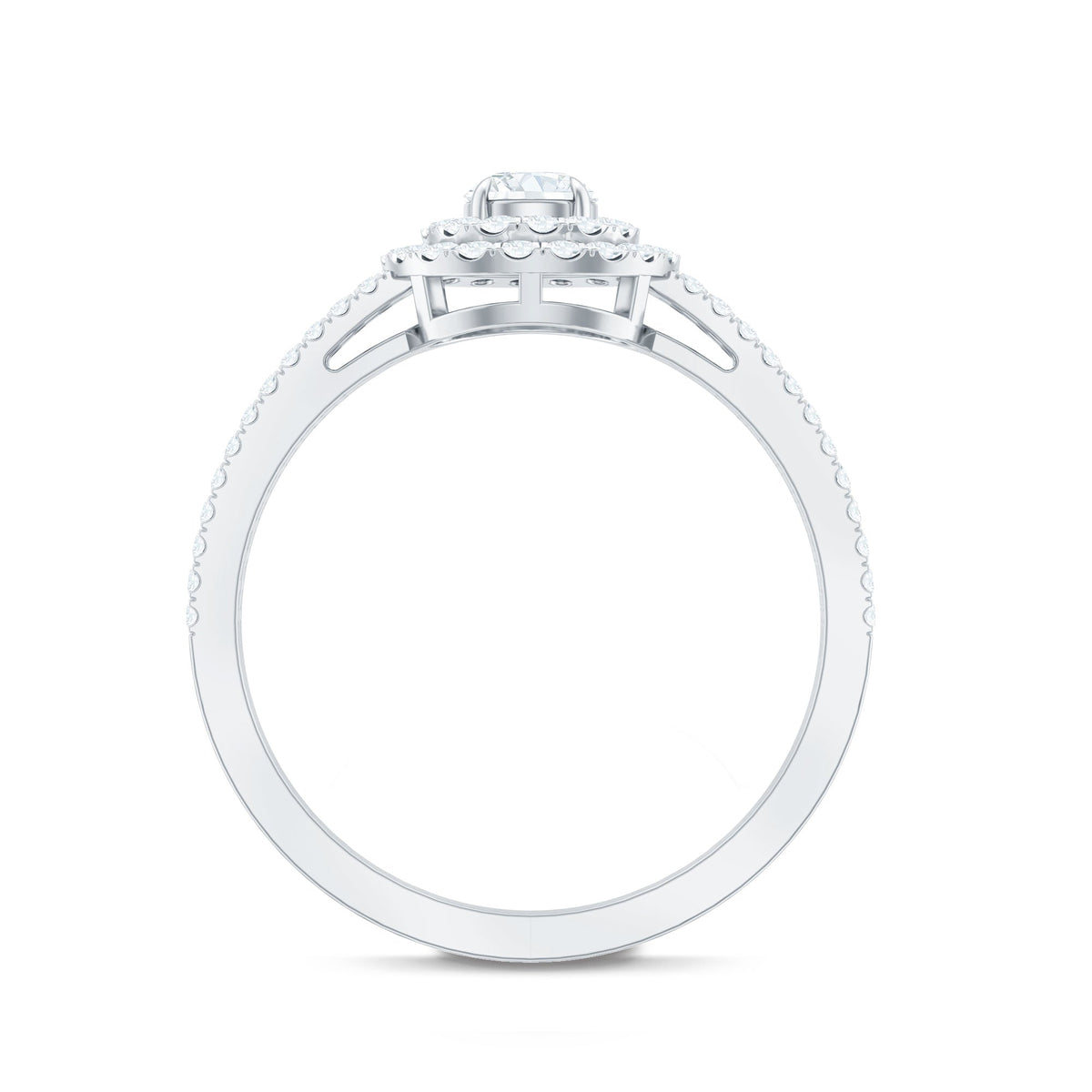 1 CT Round Cubic Zirconia Double Halo Engagement Ring