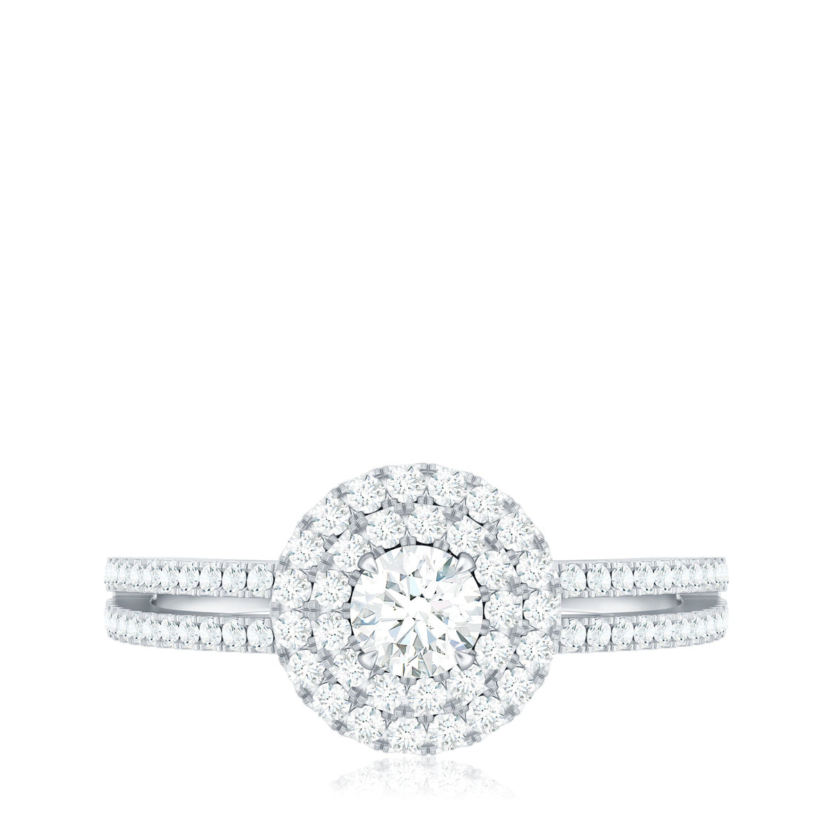 1 CT Round Cubic Zirconia Double Halo Engagement Ring