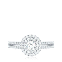 1 CT Round Cubic Zirconia Double Halo Engagement Ring