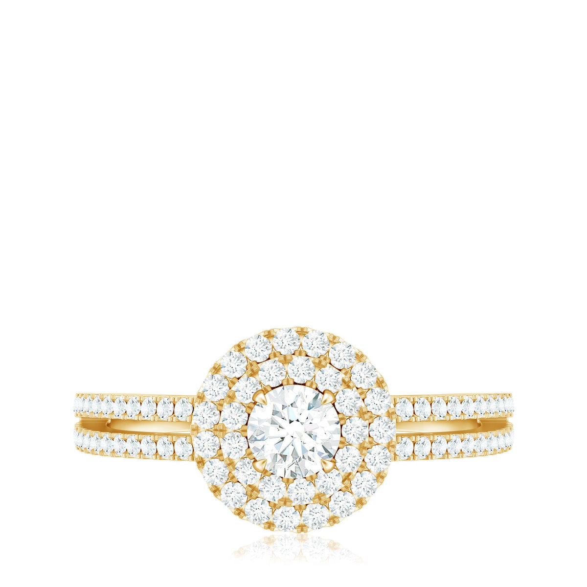 1 CT Round Cubic Zirconia Double Halo Engagement Ring