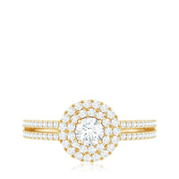 1 CT Round Cubic Zirconia Double Halo Engagement Ring