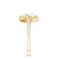 Pear Shaped Cubic Zirconia Two Stone Engagement Ring in Bypass Shank