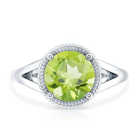 Natural 2 Carat Peridot Solitaire Engagement Ring with Split Shank