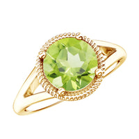 Natural 2 Carat Peridot Solitaire Engagement Ring with Split Shank