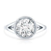 2 Carat Round Cubic Zirconia Solitaire Engagement Ring in Split Shank
