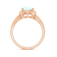 Certified Real 8 mm Round Ethiopian Opal Split Shank Engagement Ring with Twisted Rope