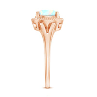 Certified Real 8 mm Round Ethiopian Opal Split Shank Engagement Ring with Twisted Rope