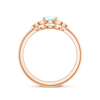 Natural Ethiopian Rainbow Opal Engagement Ring with Diamond Trio