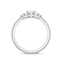 Natural Ethiopian Rainbow Opal Engagement Ring with Diamond Trio