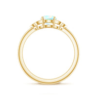 Natural Ethiopian Rainbow Opal Engagement Ring with Diamond Trio