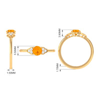 1 CT Fire Opal Engagement Ring with Diamond Trio