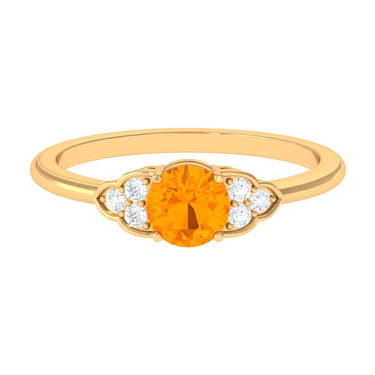 1 CT Fire Opal Engagement Ring with Diamond Trio