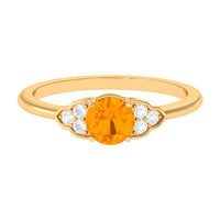 1 CT Fire Opal Engagement Ring with Diamond Trio