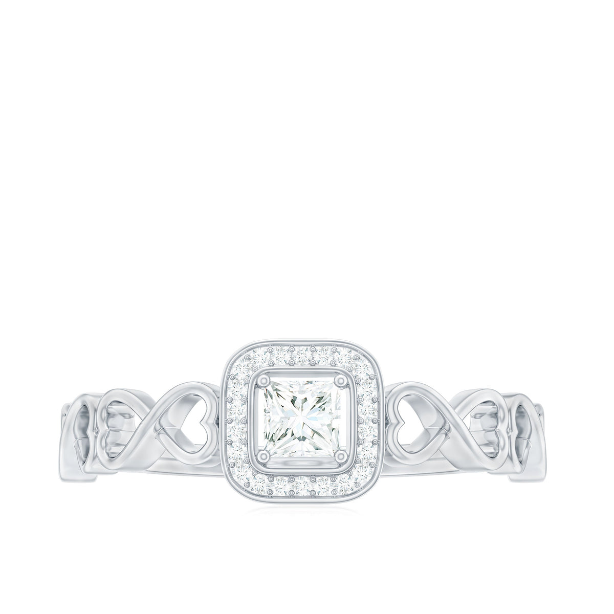Certified Princess Cut Moissanite Infinity Engagement Ring