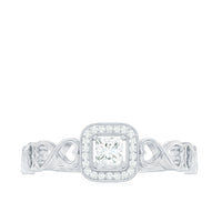 Certified Princess Cut Moissanite Infinity Engagement Ring