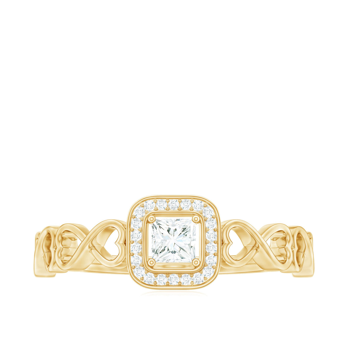 Certified Princess Cut Moissanite Infinity Engagement Ring