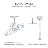 1 CT Simulated Diamond Solitaire Ring in Lotus Basket Setting