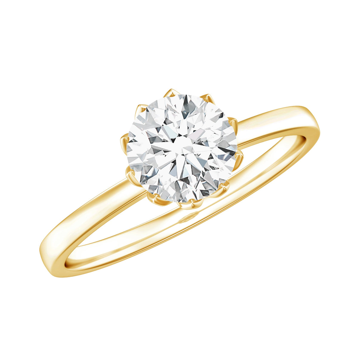 1 CT Simulated Diamond Solitaire Ring in Lotus Basket Setting