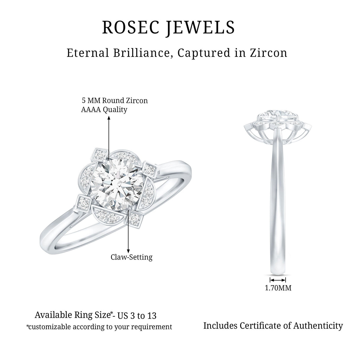 Vintage Looking Cubic Zirconia Engagement Ring for Her