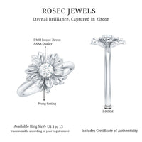 Round Cut Cubic Zirconia Flower Engagement Ring