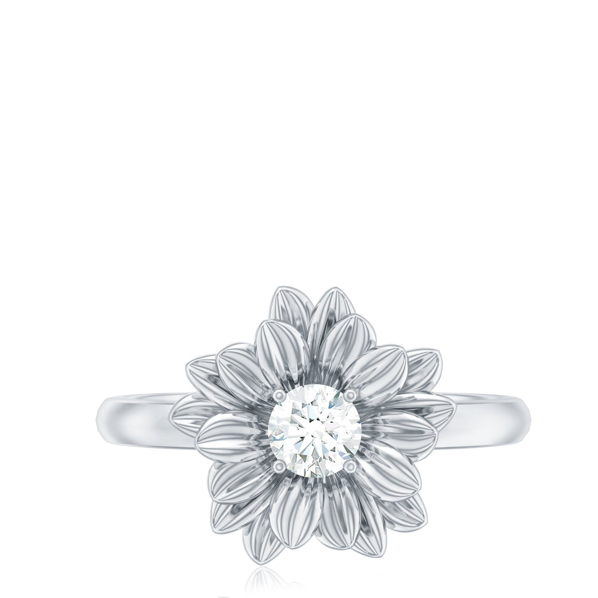 Round Cut Cubic Zirconia Flower Engagement Ring