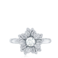 Round Cut Cubic Zirconia Flower Engagement Ring