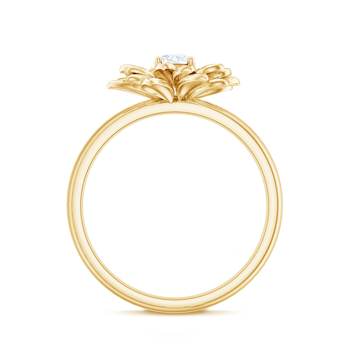 Round Cut Cubic Zirconia Flower Engagement Ring