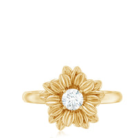 Round Cut Cubic Zirconia Flower Engagement Ring