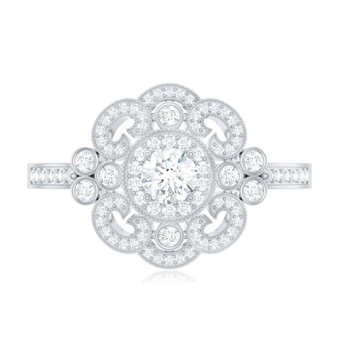 Certified Moissanite Antique Looking Engagement Ring for Women