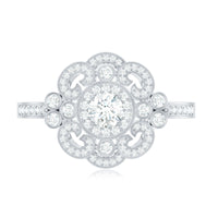 Certified Moissanite Antique Looking Engagement Ring for Women