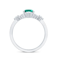 Vintage Inspired 1 Ct Lab Grown Emerald Oval Engagement Ring with Diamond
